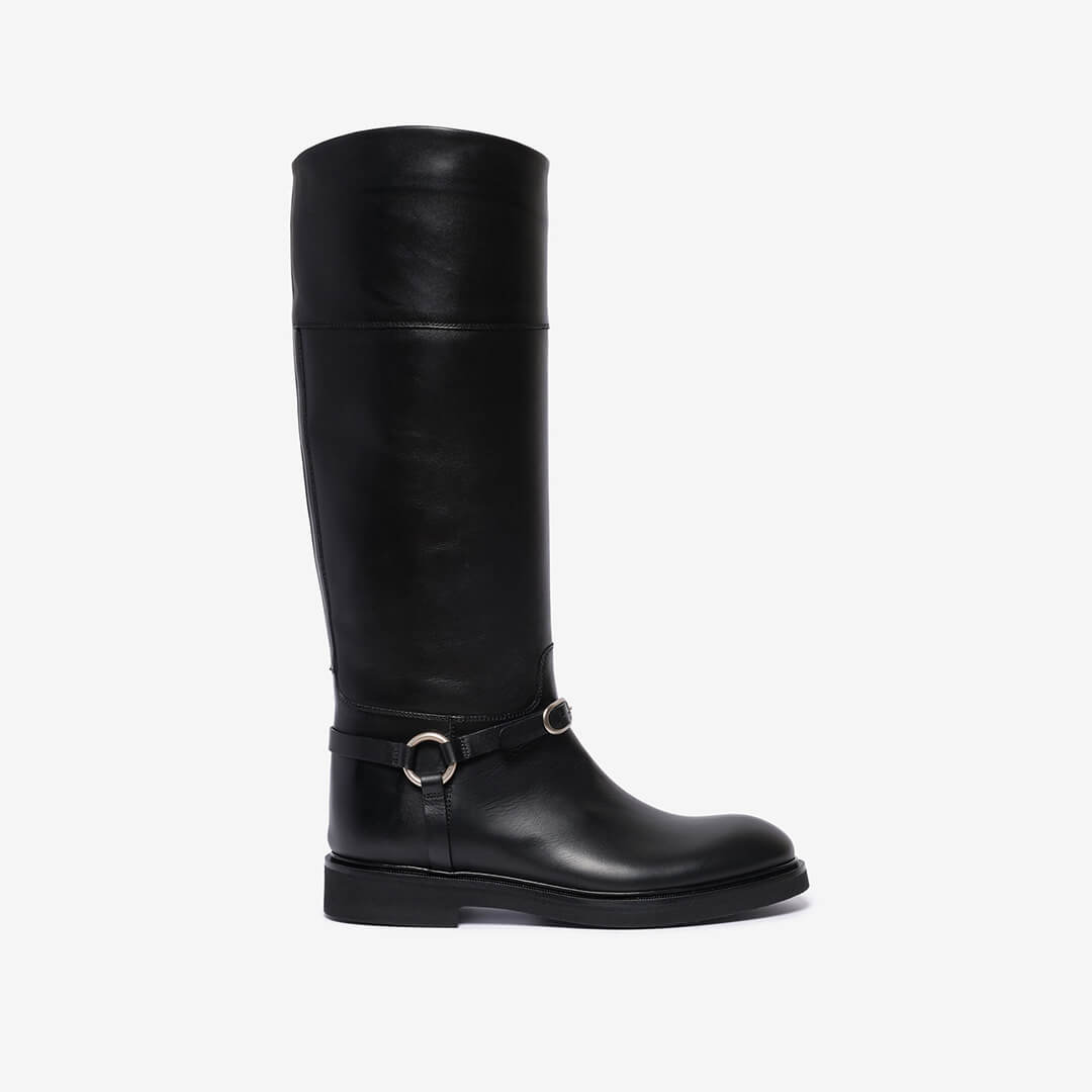 Gucci Brown Leather Horsebit Knee High Riding Boots